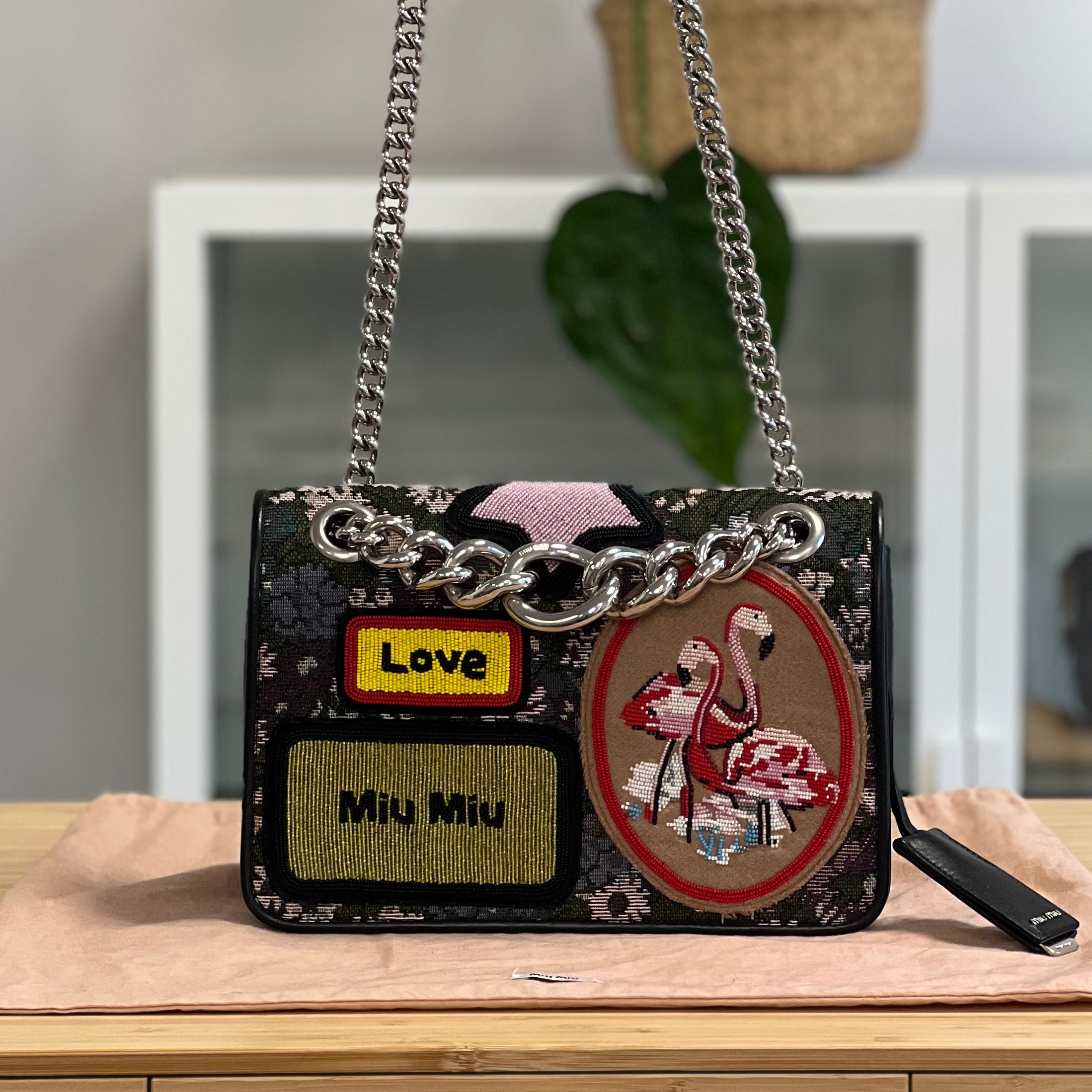 Miu Miu Jacquard Tapestry Shoulder