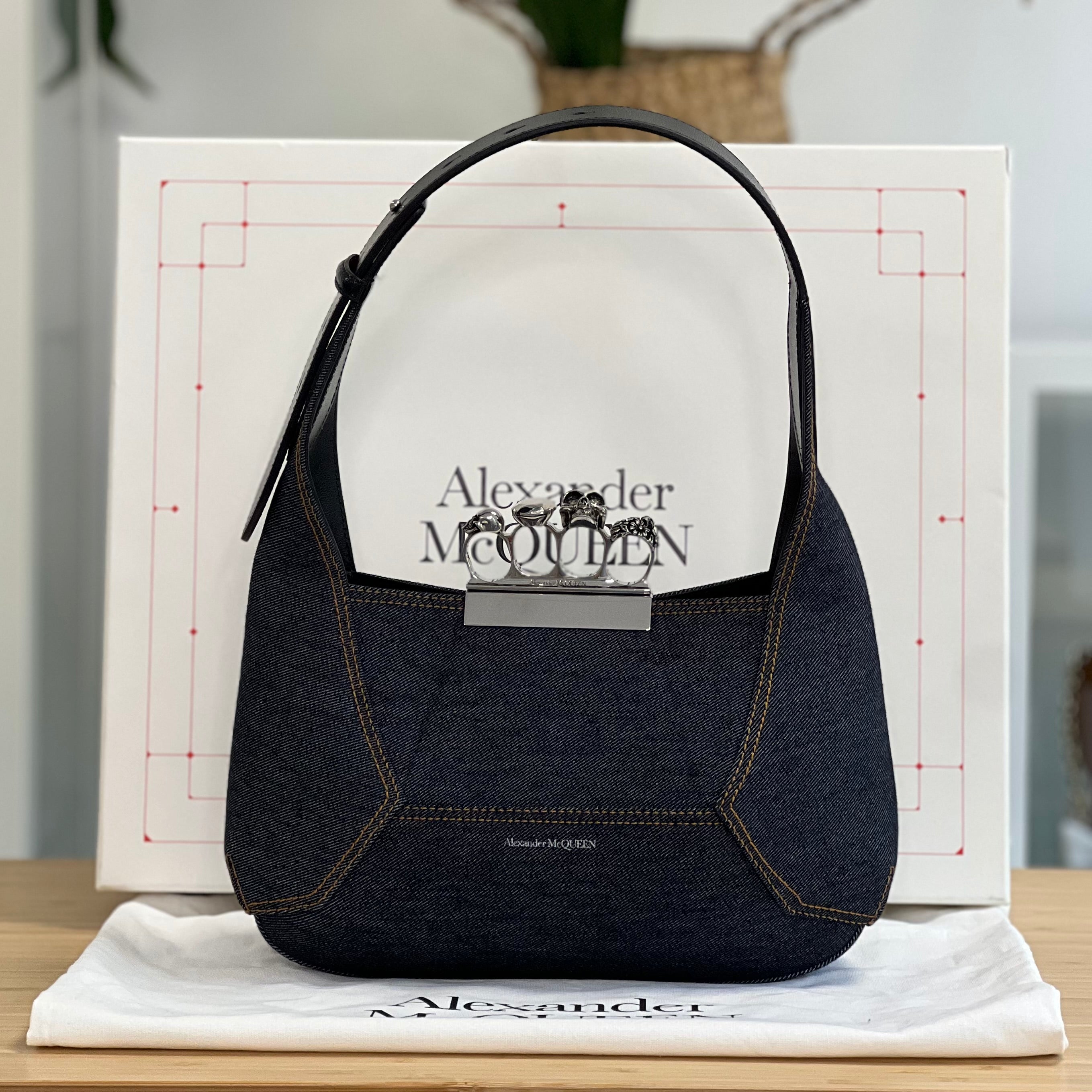 Preloved Alexander McQueen Jewelled Denim Hobo