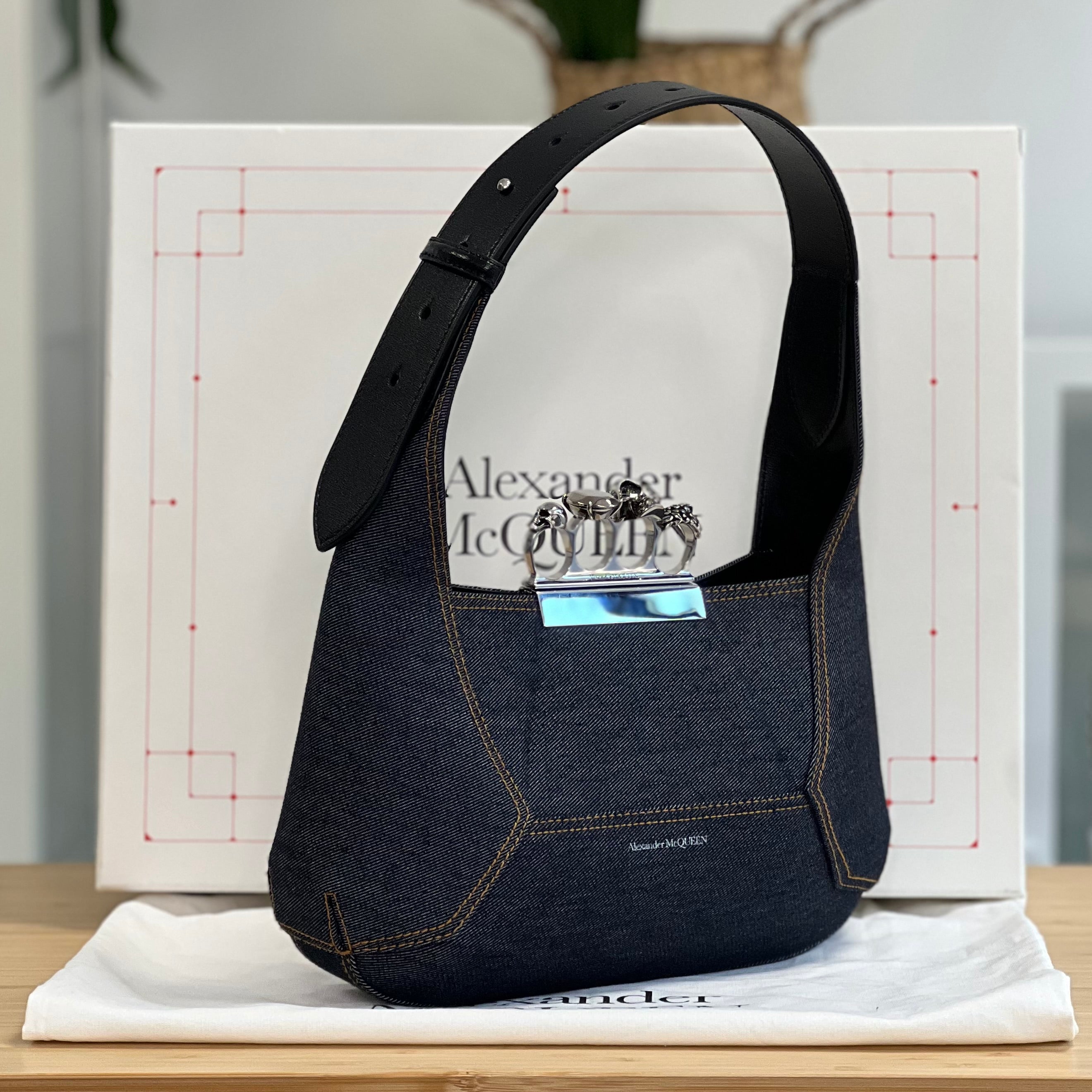 Preloved Alexander McQueen Jewelled Denim Hobo