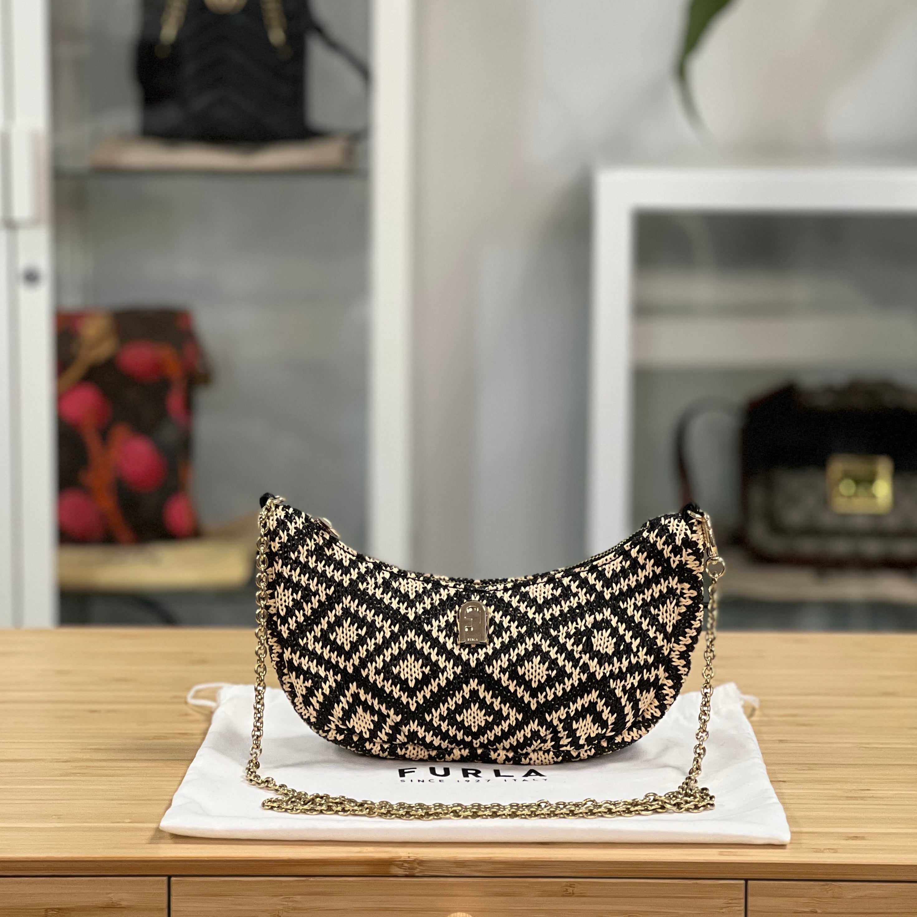 Furla 1927 Raffia Mini Crossbody