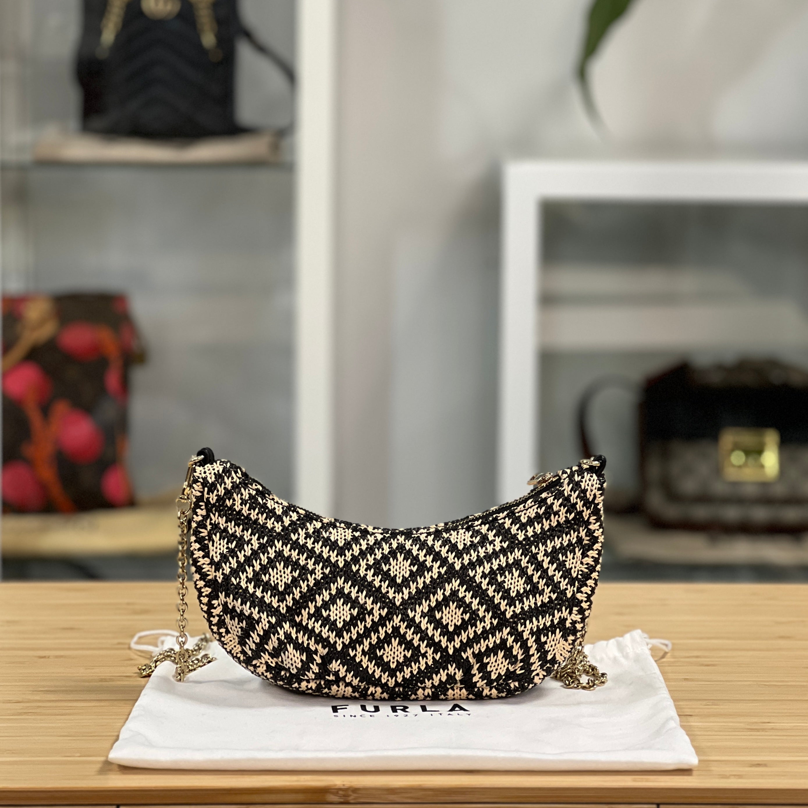 Furla 1927 Raffia Mini Crossbody