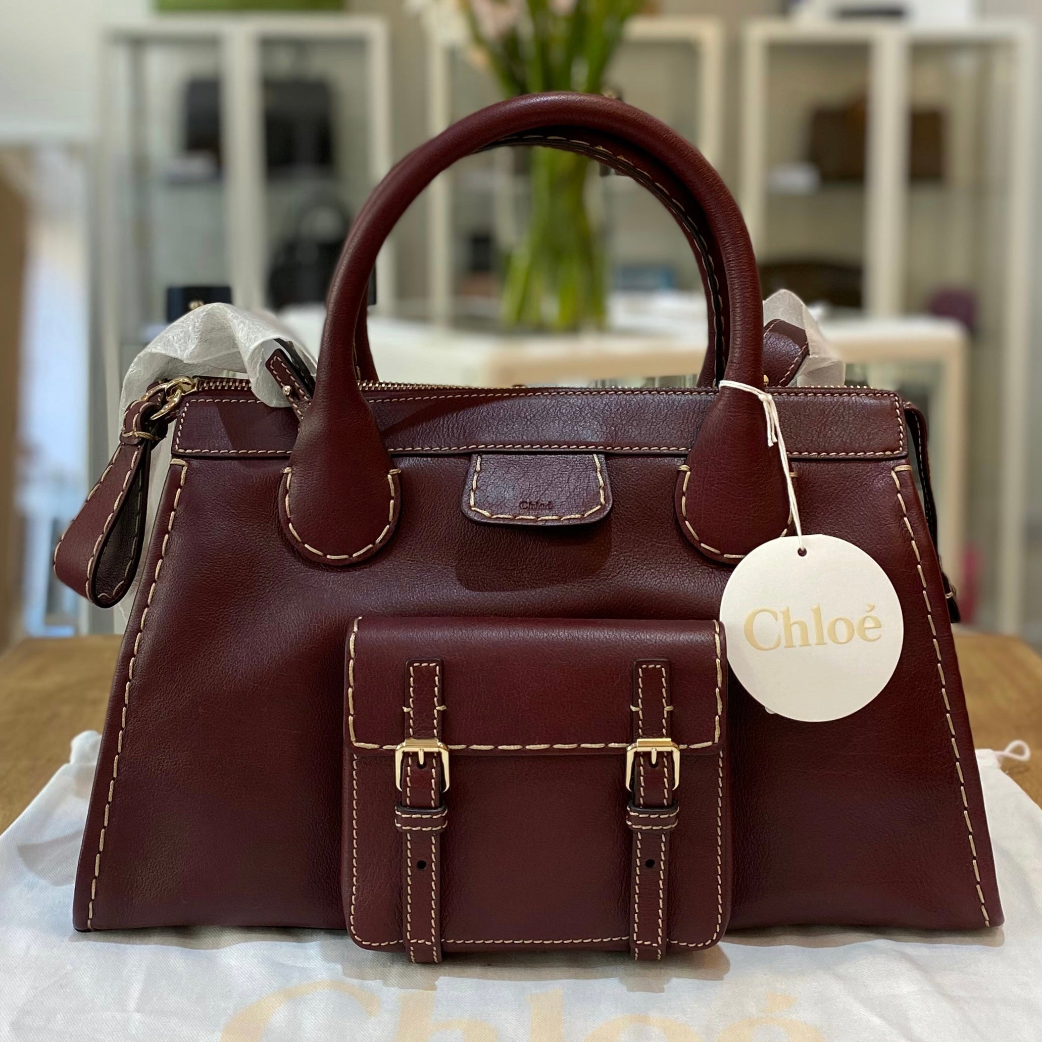 バッグ 00s Vintage Chloe Edith Leather Hand Bag Vintage Chloé Edith Large Leather Satchel Bag Brown Chloe
