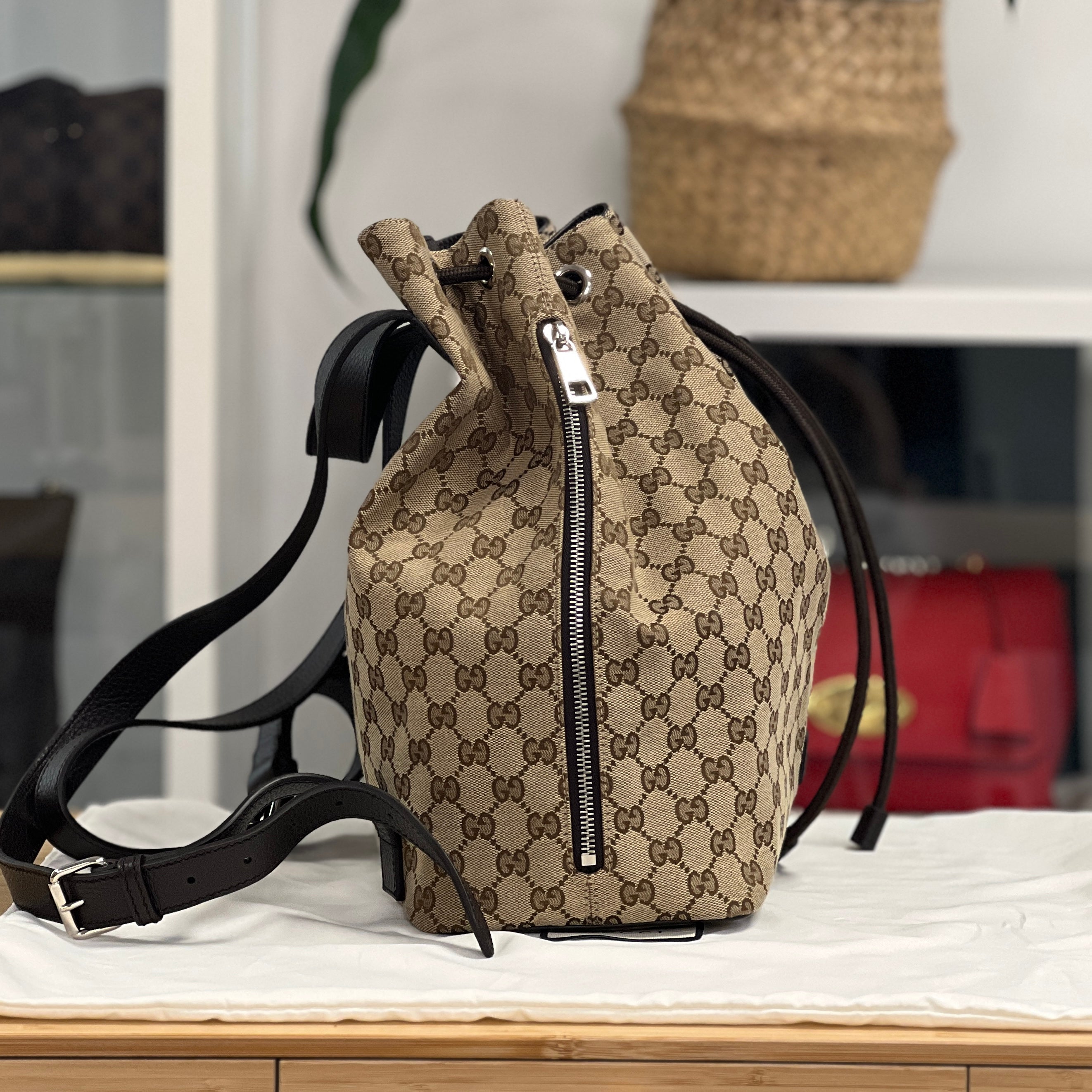 Gucci canvas drawstring backpack sale