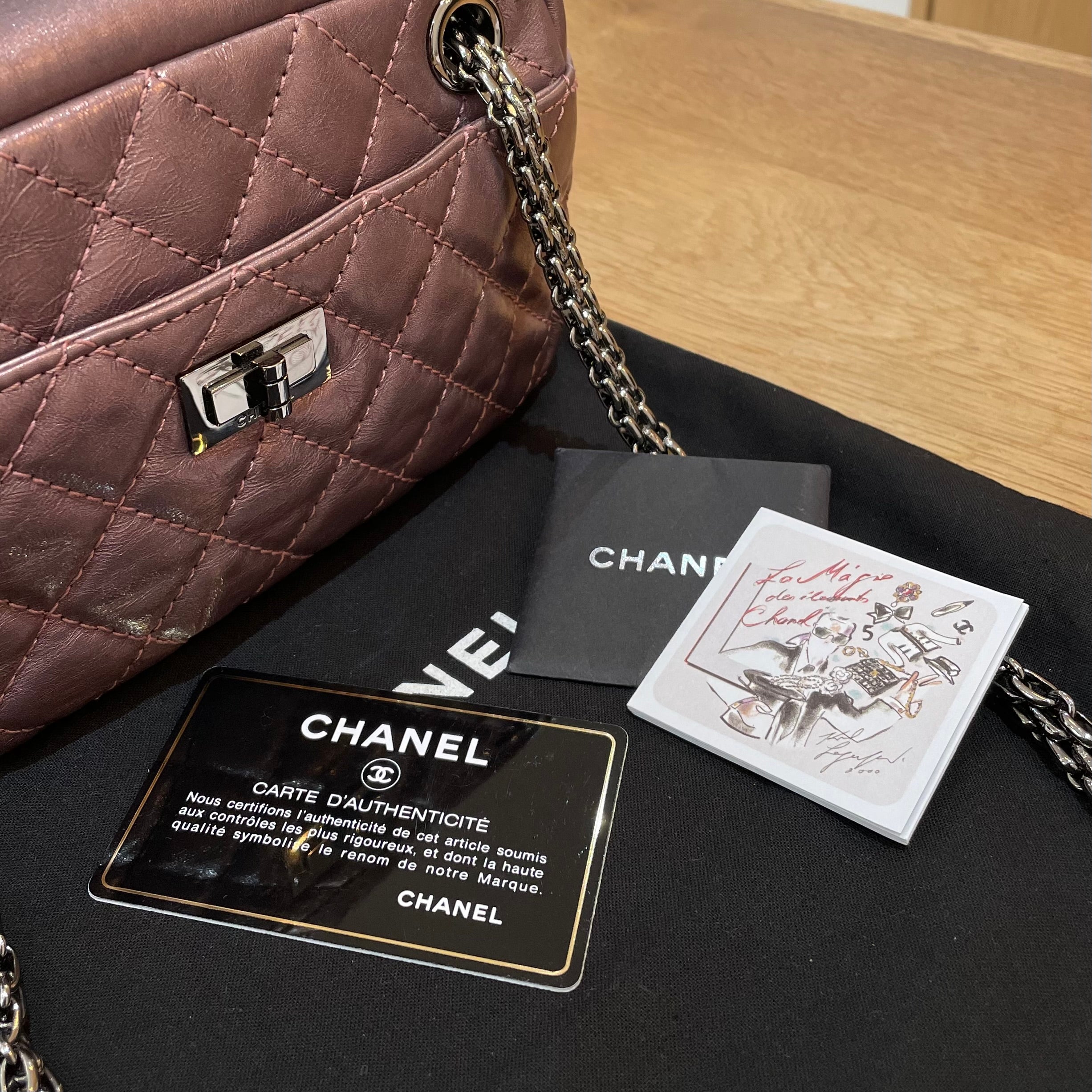 Chanel 2.55 Jumbo in Black - Preloved - Lilac Blue London