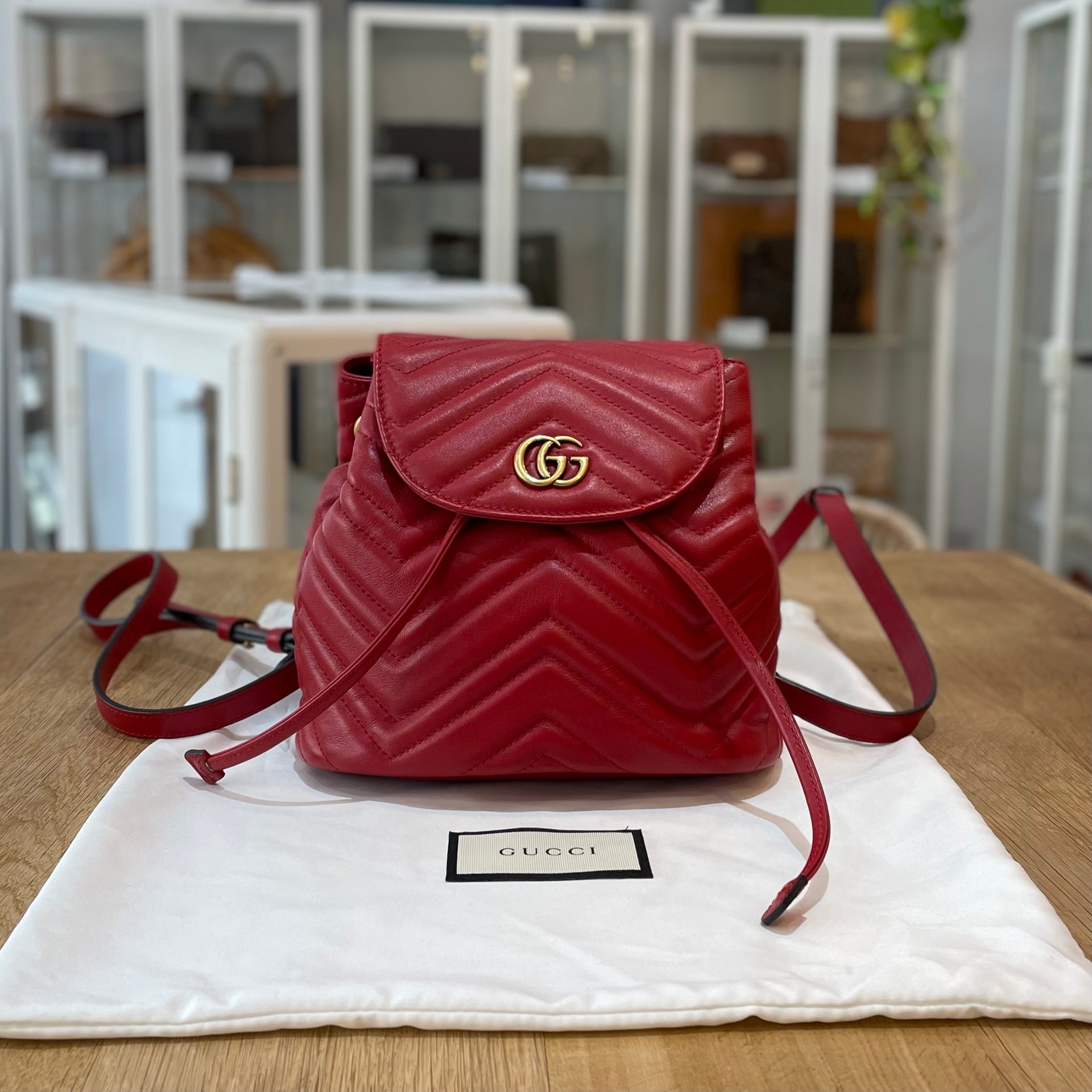 gucci marmont backpack mini GG Shoulder Bag Red Leather Gucci Marmont Matelasse Mini Backpack