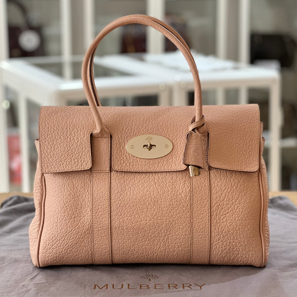 Mulberry Large Bayswater Double Zip Tote in Taupe Shiny Goat